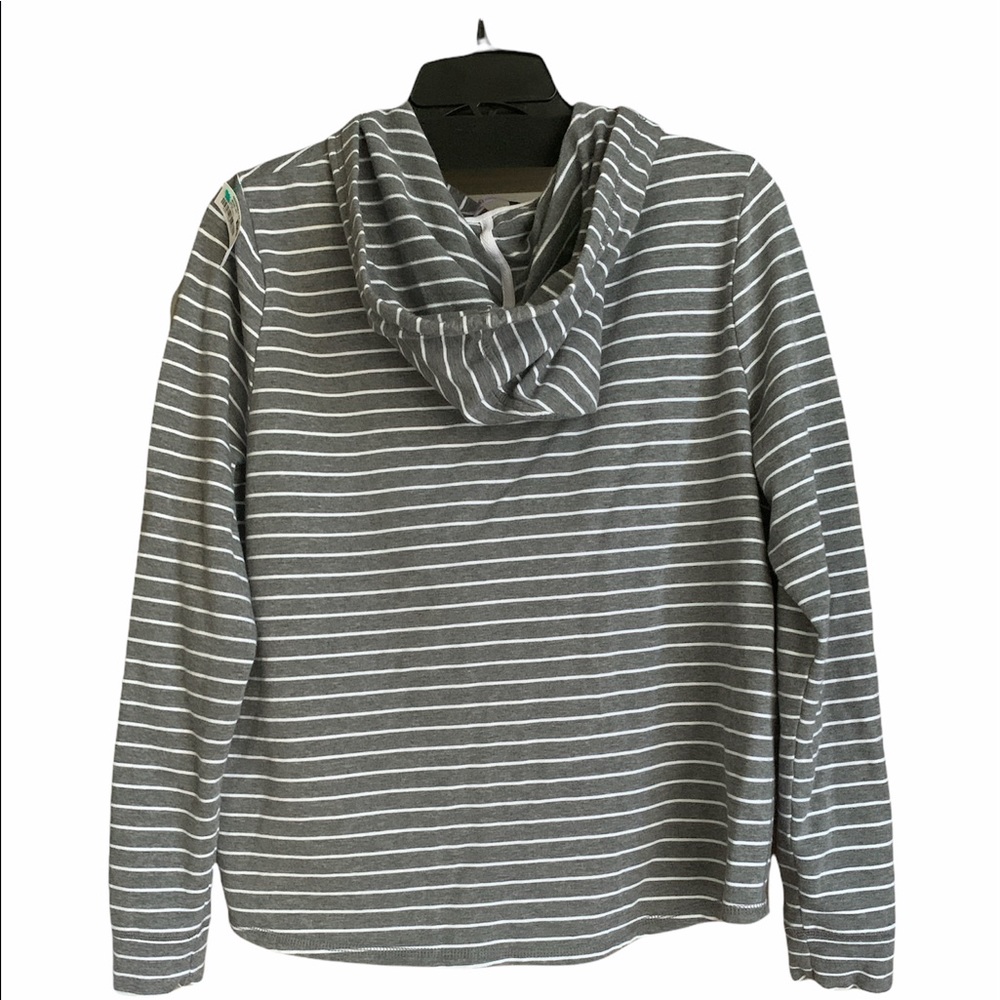 AnyBody Cozy Knit French Terry Striped Hoodie - Picture 2 of 5